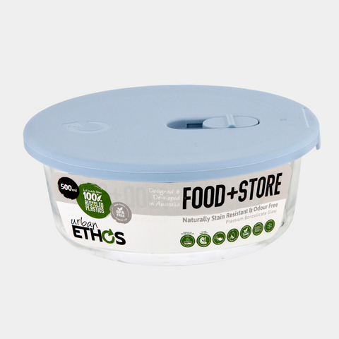 Round Glass Container 500ml - Sky