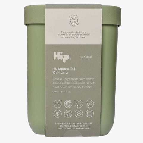 4L Square Tall Container - Green