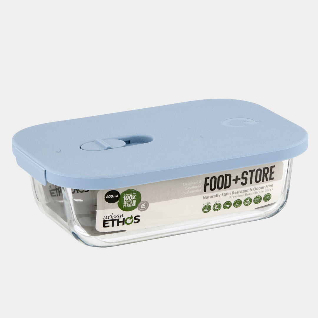 Rectangle Glass Container 600ml - Sky – Urban Ethos
