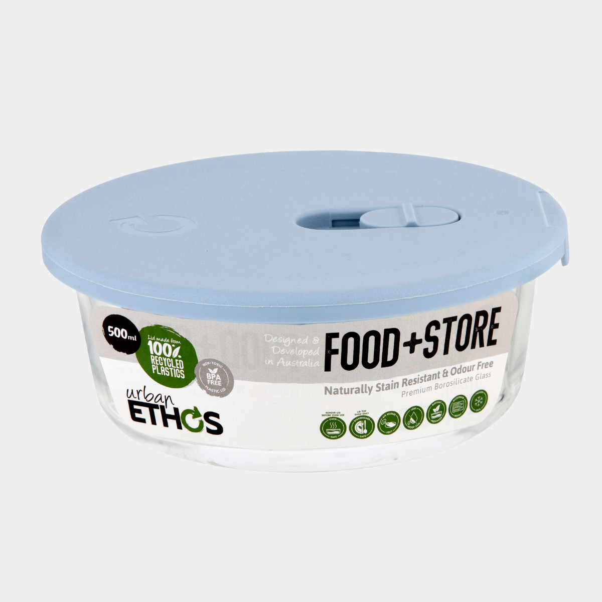Round Glass Container 500ml - Sky – Urban Ethos