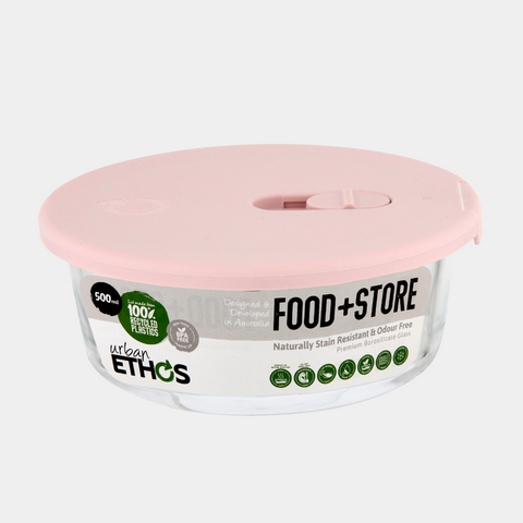 Round Glass Container 500ml - Pink