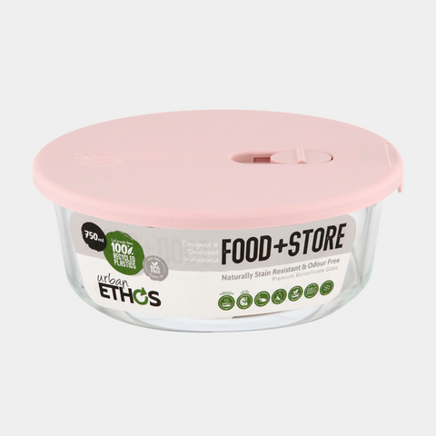 Round Glass Container 750ml - Pink