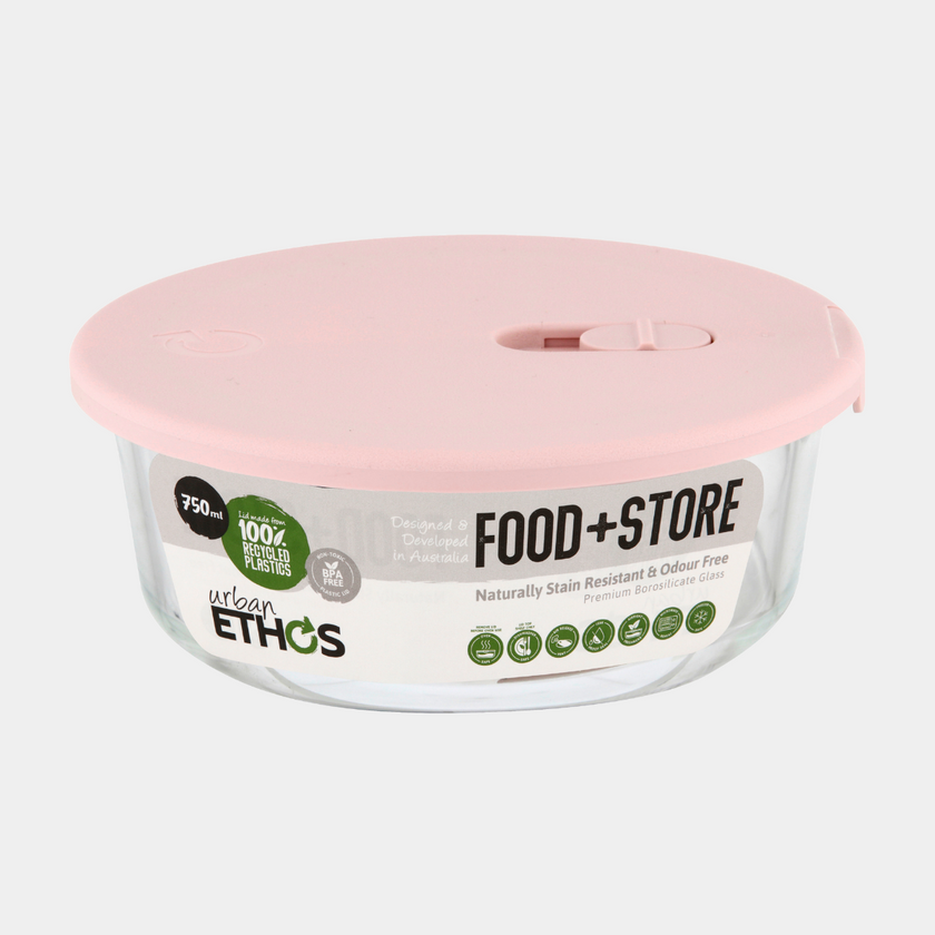 Round Glass Container 750ml - Pink – Urban Ethos