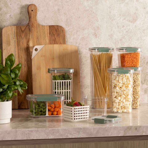 FoodLocker Square Tall Container with Herb Basket - 1.3L