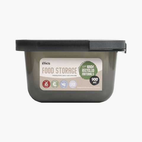 900ml Square Food Storage Container - Charcoal