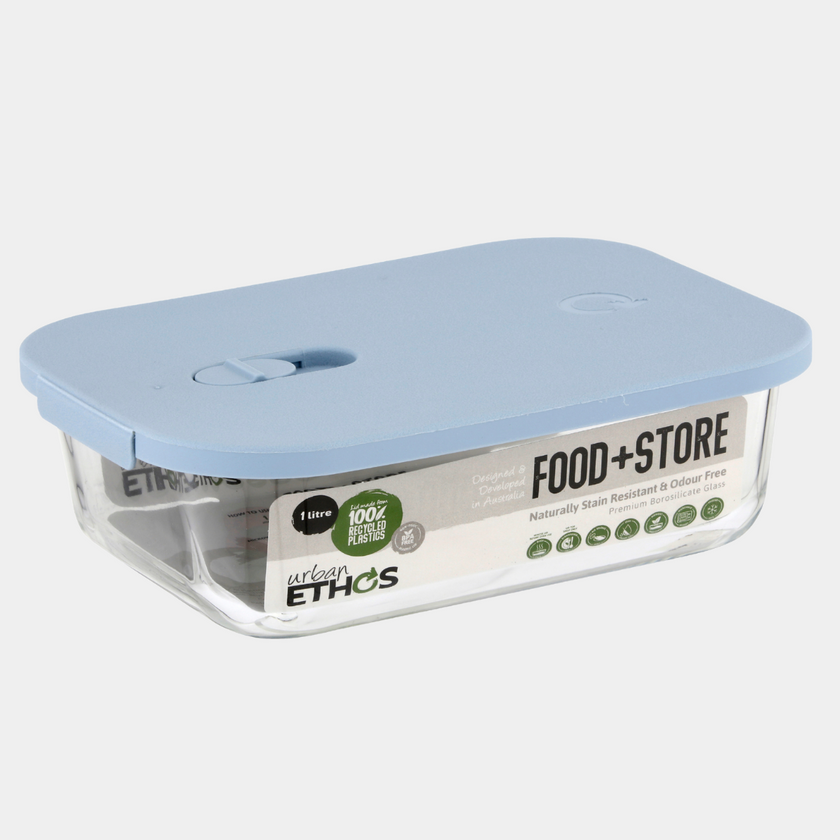 Rectangle Glass Container 1L - Sky – Urban Ethos